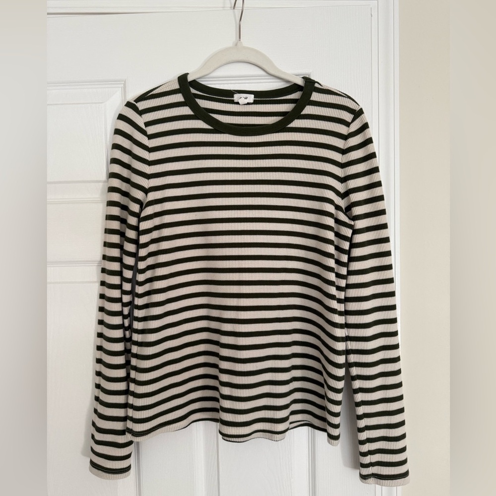 Aerie Striped Waffle Knit Long Sleeve Top